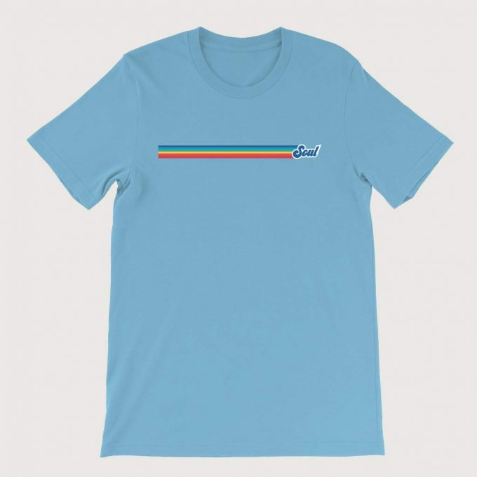Retro Rainbow Soul Music Mens ( Unisex) T-Shirt Ocean Blue