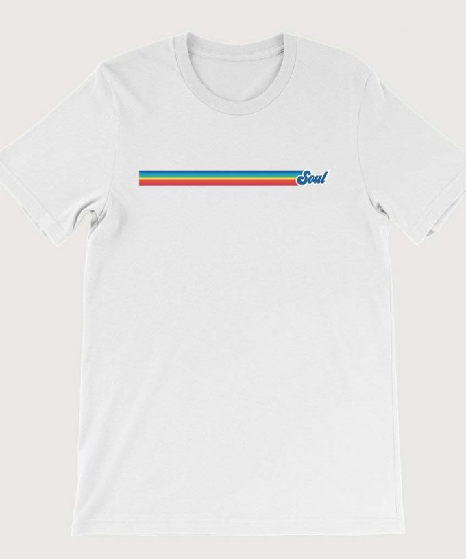 Retro Rainbow Soul Music Mens ( Unisex) T-Shirt White