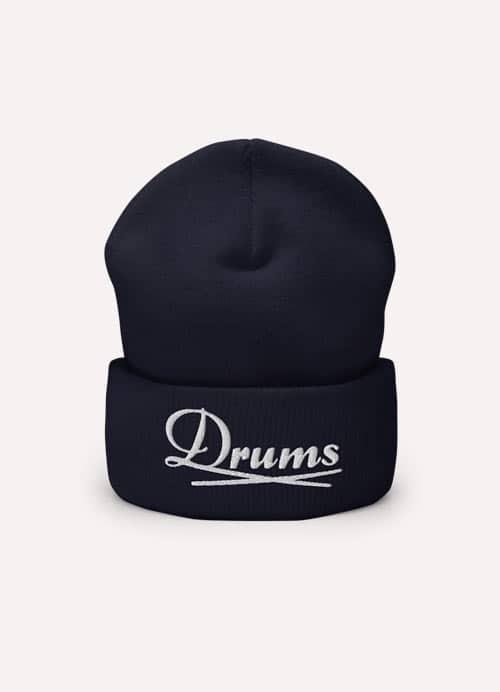 Embroidery Cuffed Beanie For Funk Drummer Navy